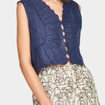 barcelona sunrise top blueberry mirth cropped cotton sleeveless scalloped neckline shop yucca denver