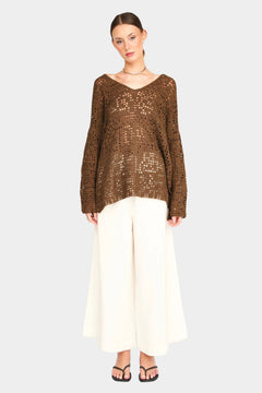 hand crochet tunic front view boxy silhouette breathable cotton open weave shop yucca denver