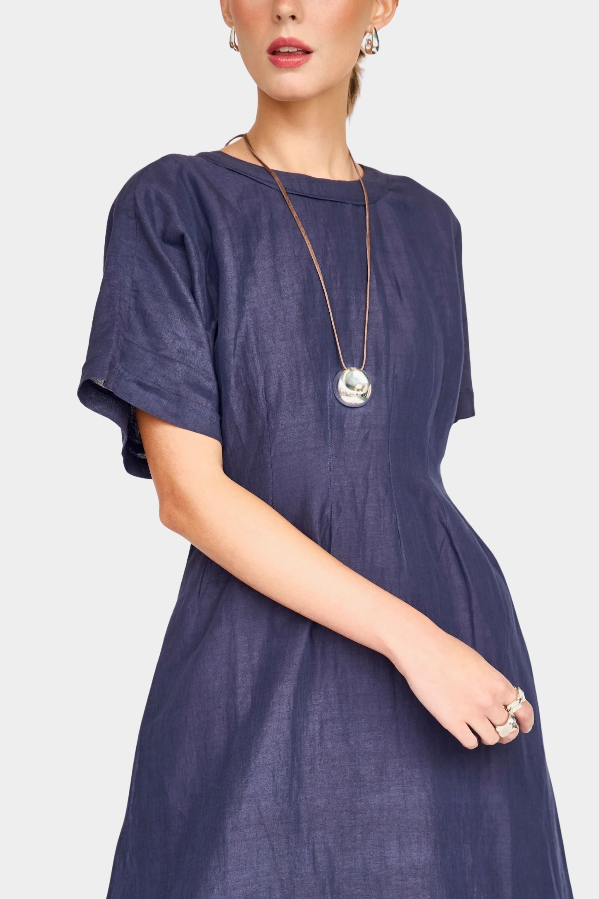 cotton midi dress neckline detail short sleeve breathable fabric shop yucca denver