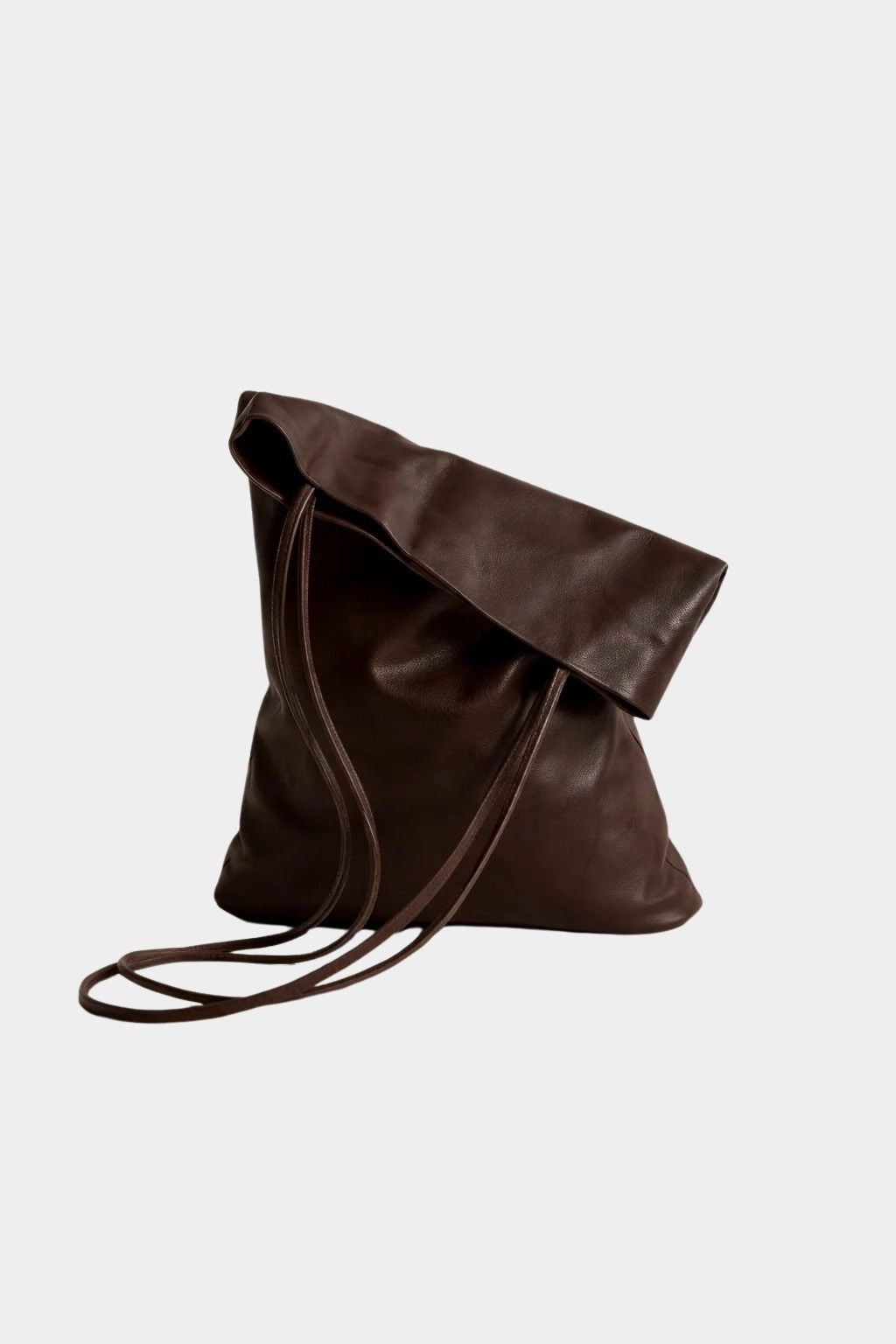 Modern Weaving Slim Elongated Tote in Cognac front view