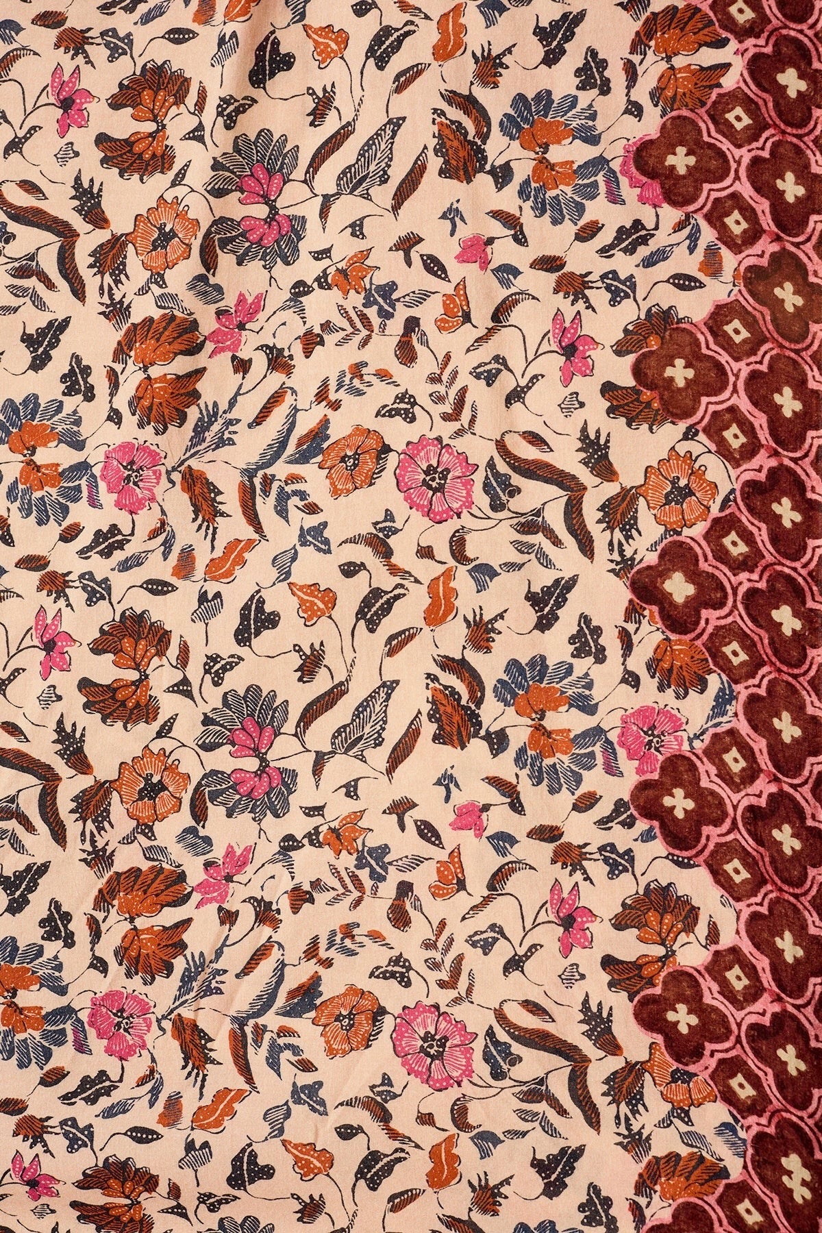 Natalie Martin Dakota Dress Wildflower Spice floral print fabric detail and border print