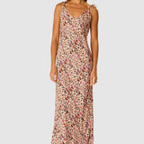 Natalie Martin Dakota Dress Wildflower Spice full-length floral rayon slip dress