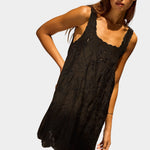 Natalie Martin Nadia Dress Black Silk Embroidery full-length view with relaxed silk silhouette and embroidered neckline
