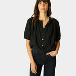 Natalie Martin Violet Top in Black Flat Cotton with relaxed everyday silhouette at YUCCA Denver