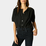 Natalie Martin Violet Top in Black Flat Cotton styled with dark denim and soft drape