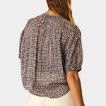 Natalie Martin Violet Top Delphi Ink back view with draped fit and lightweight viscose fabric at YUCCA Denver