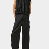 No.6 Anabel Top black dot linen cropped sleeveless top front view