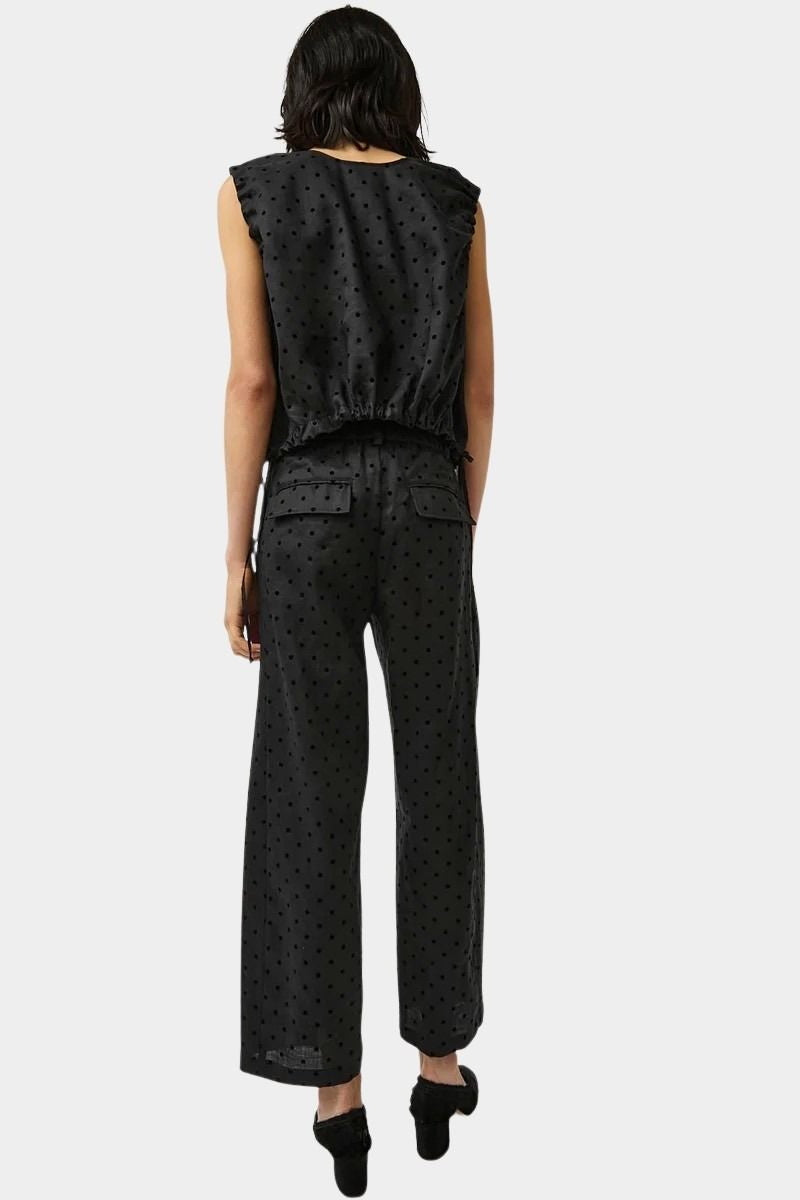 No.6 Anabel Top black dot linen sleeveless cropped top back view