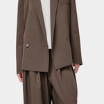 No.6 Austin Blazer in Chocolate, front view styled with the matching Holland Pant