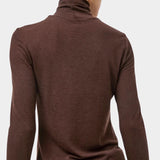 No.6 Lennon Turtleneck in Espresso, back view showing the high neck and lettuce edge