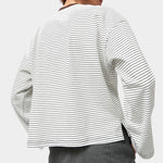 No.6 Nora Top in White Stripe, back view showing the horizontal stripes and relaxed cut