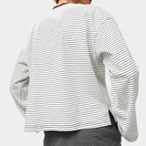 No.6 Nora Top in White Stripe, back view showing the horizontal stripes and relaxed cut