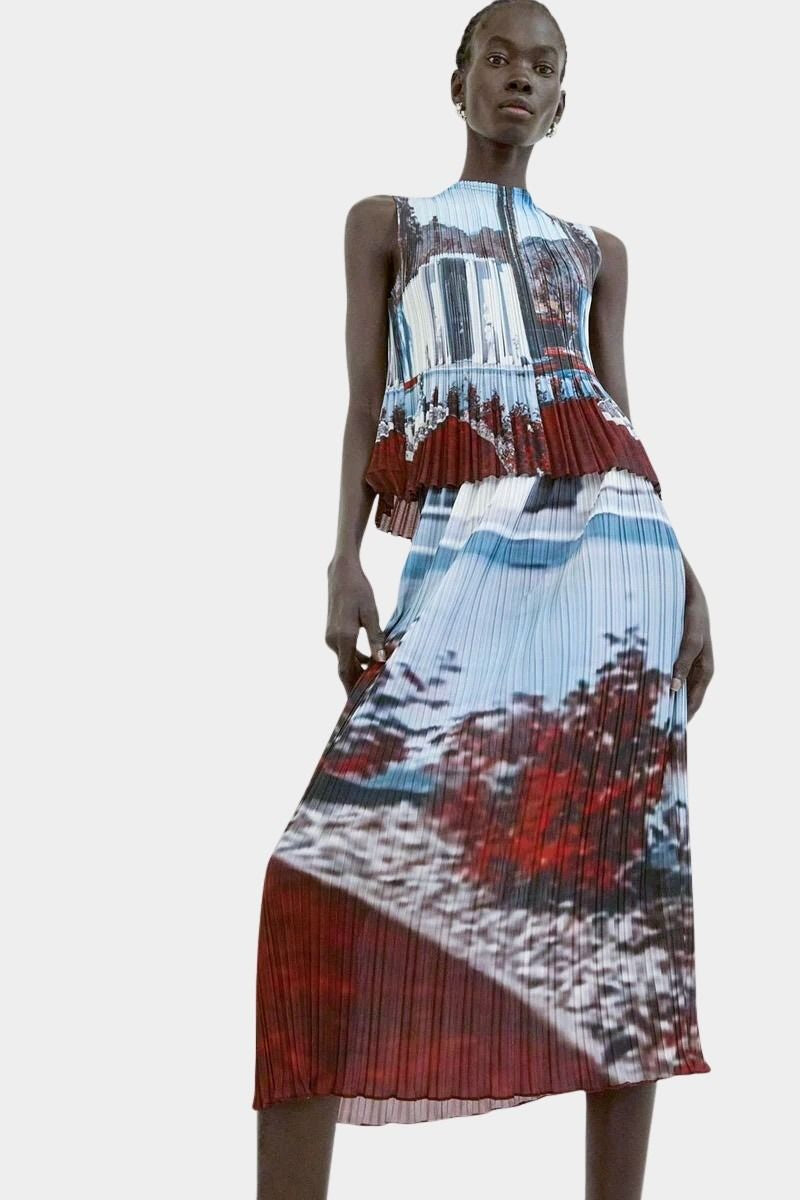 No.6 Rae Tank Cinema with pleated texture and abstract photo print at SHOP YUCCA Denver