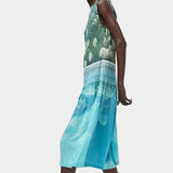 No.6 Tierney Dress Bellport Blue side view sleeveless floral pleated midi dress