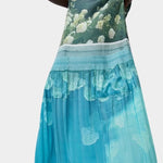 No.6 Tierney Dress in Bellport Blue sleeveless pleated midi dress with hydrangea floral print