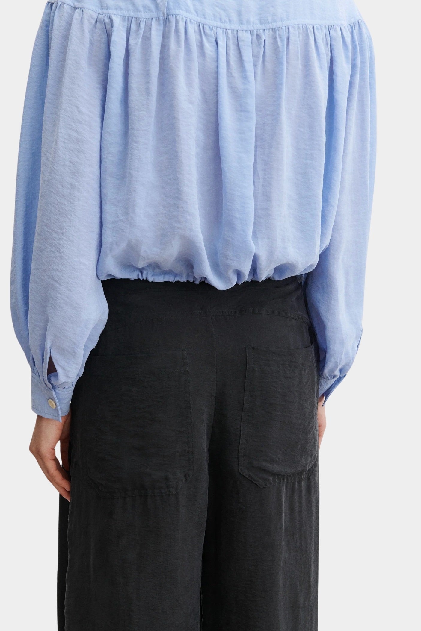 Rachel Comey Dini pant in black, back detail showing waistband and soft structure
