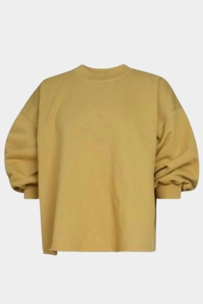Rachel Comey Fond sweatshirt in tapenade cotton with relaxed fit, drop shoulders, and long sleeves with gathered cuffs, flat lay