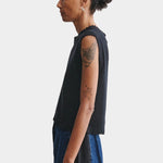 Rachel Comey Relent Top Black side profile in lightweight bouclé knit