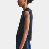 Rachel Comey Relent Top Black side profile in lightweight bouclé knit