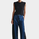 Rachel Comey Relent Top Black styled with wide leg denim and sandals at YUCCA Denver