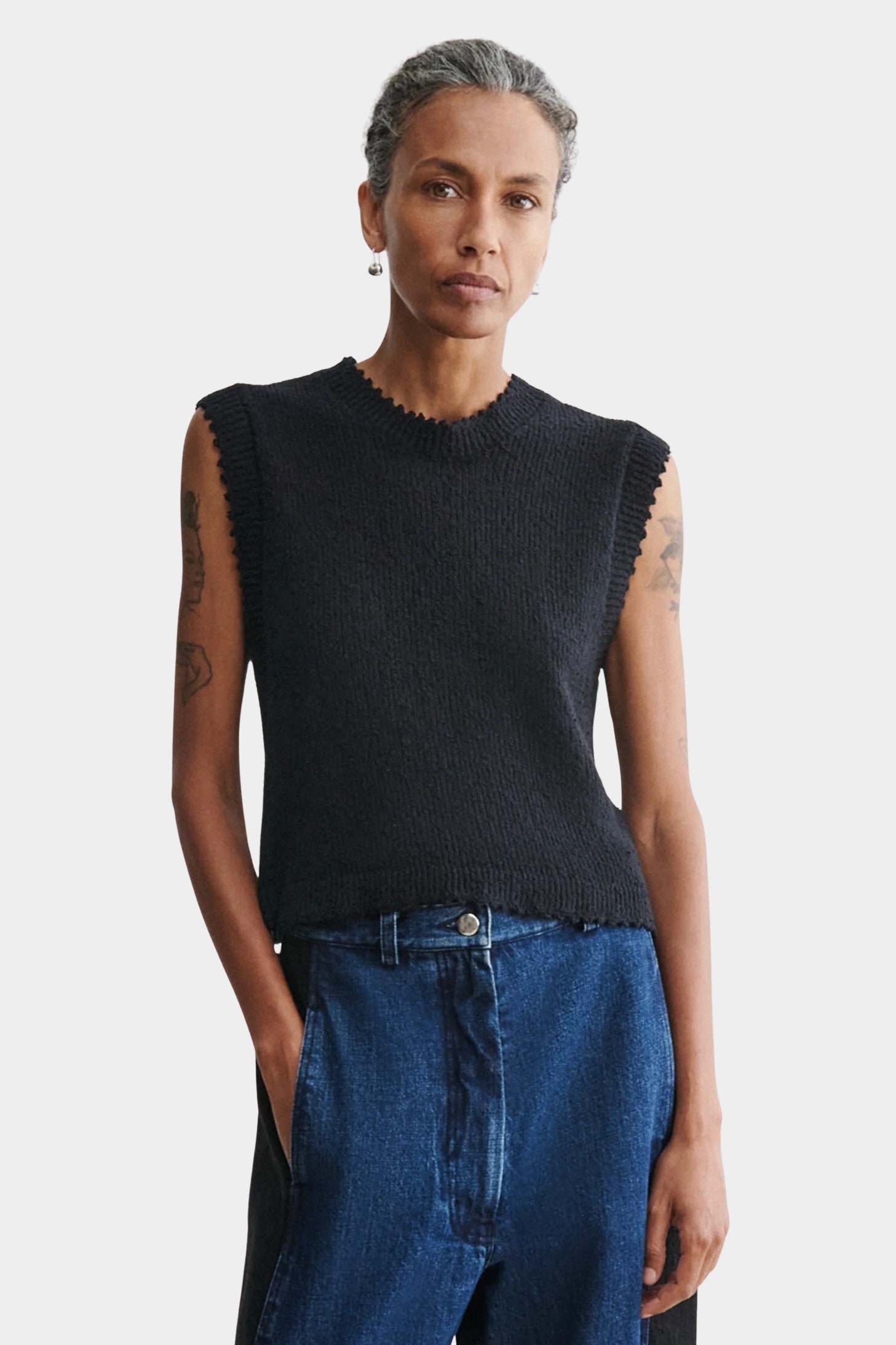 Rachel Comey Relent Top Black sleeveless knit tank front view