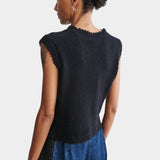 Rachel Comey Relent Top Black back view in textured cotton bouclé knit