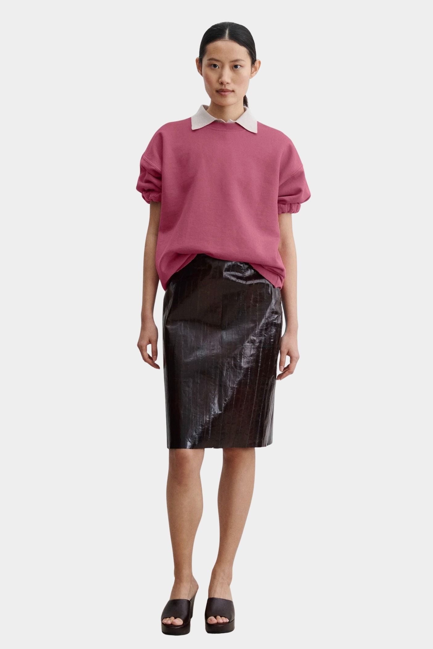 Rachel Comey Stanza sweatshirt rose front view relaxed fit cotton sweatshirt