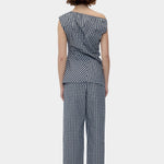Rita Row Melisande Top black gingham one shoulder top with gathered neckline back view