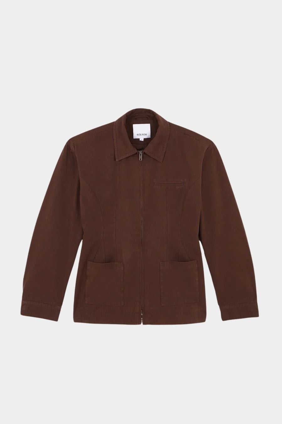 Rita Row Minos Jacket brown organic cotton zip front jacket flat lay front view