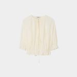 Rodebjer Perla Plissé blouse Gardenia Cream short sleeve button front blouse