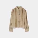 Rodebjer Taylor plissé cropped shirt duchess full front view