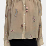 Rodebjer Taylor plissé cropped shirt duchess front button detail