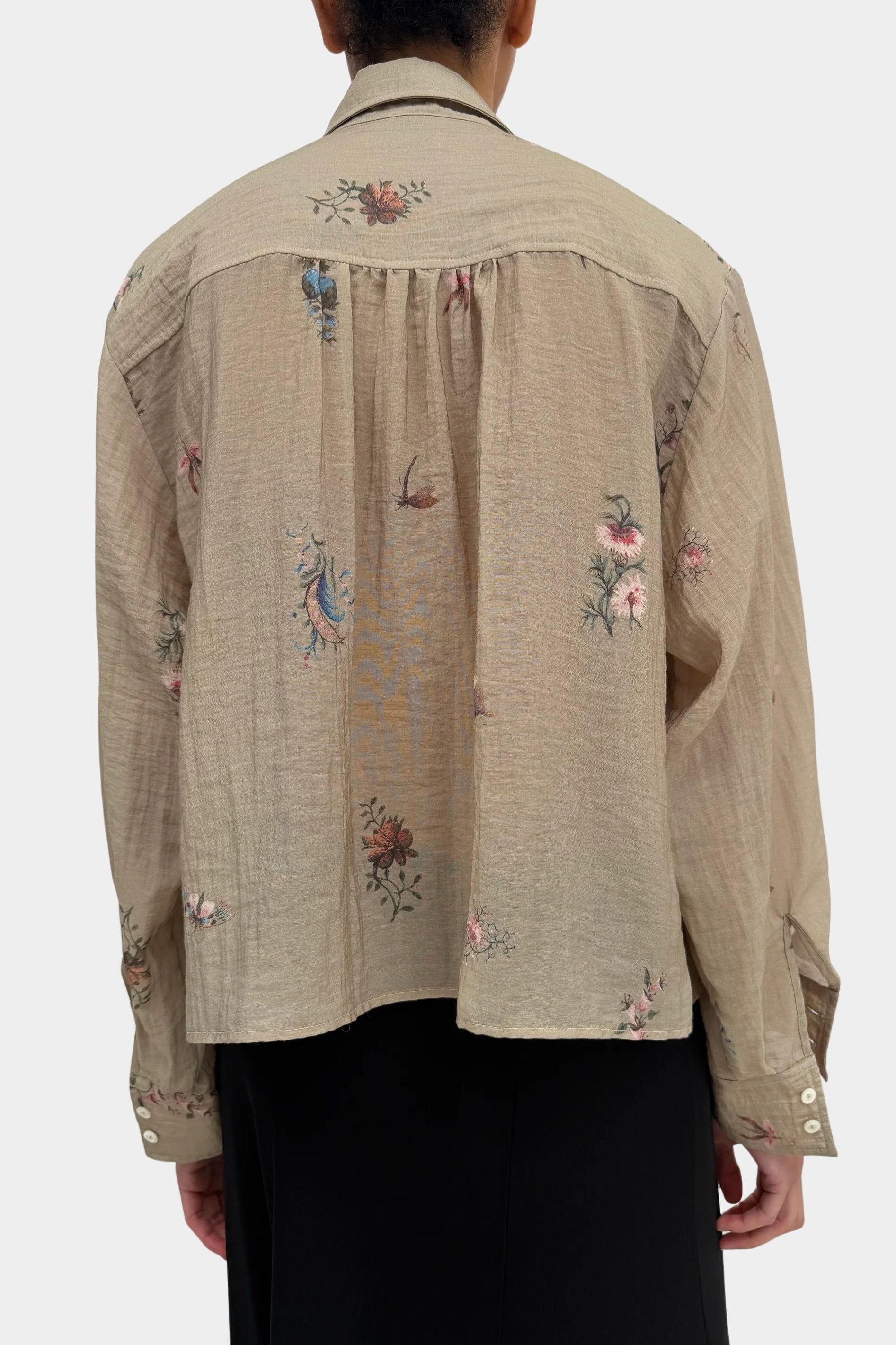 Rodebjer Taylor plissé cropped shirt duchess floral back view