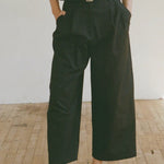 Shaina Mote Boy Trouser Onyx front view high rise wide leg cropped black trouser