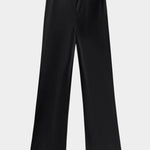 Silk Laundry bias cut silk satin pants in black front view