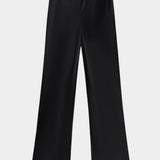 Silk Laundry bias cut silk satin pants in black front view