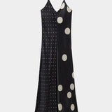 Silk Laundry two tone polka dot silk midi dress front view