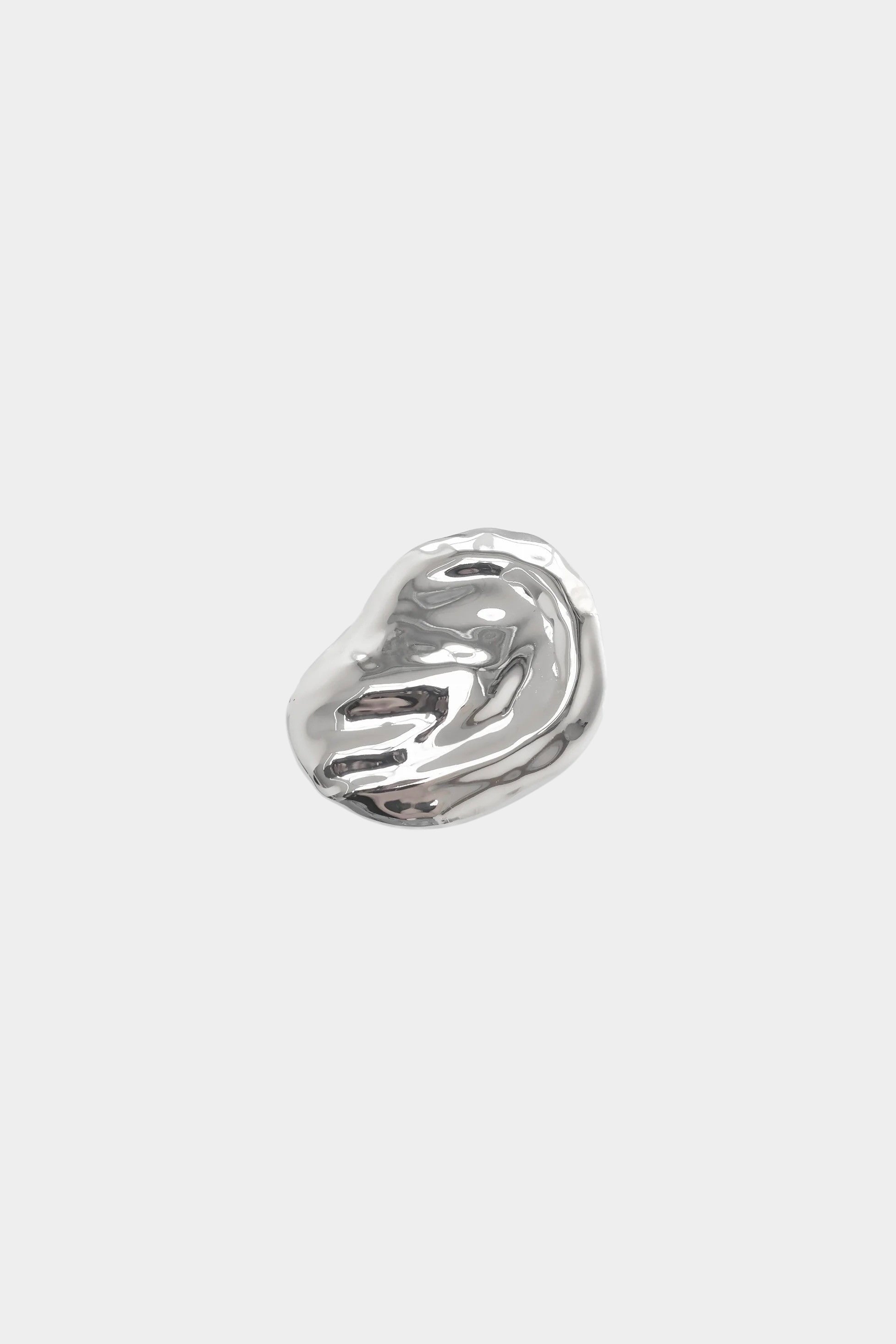Bean Barrette Silver Wolf Circus polished silver bean shaped barrette product flat lay