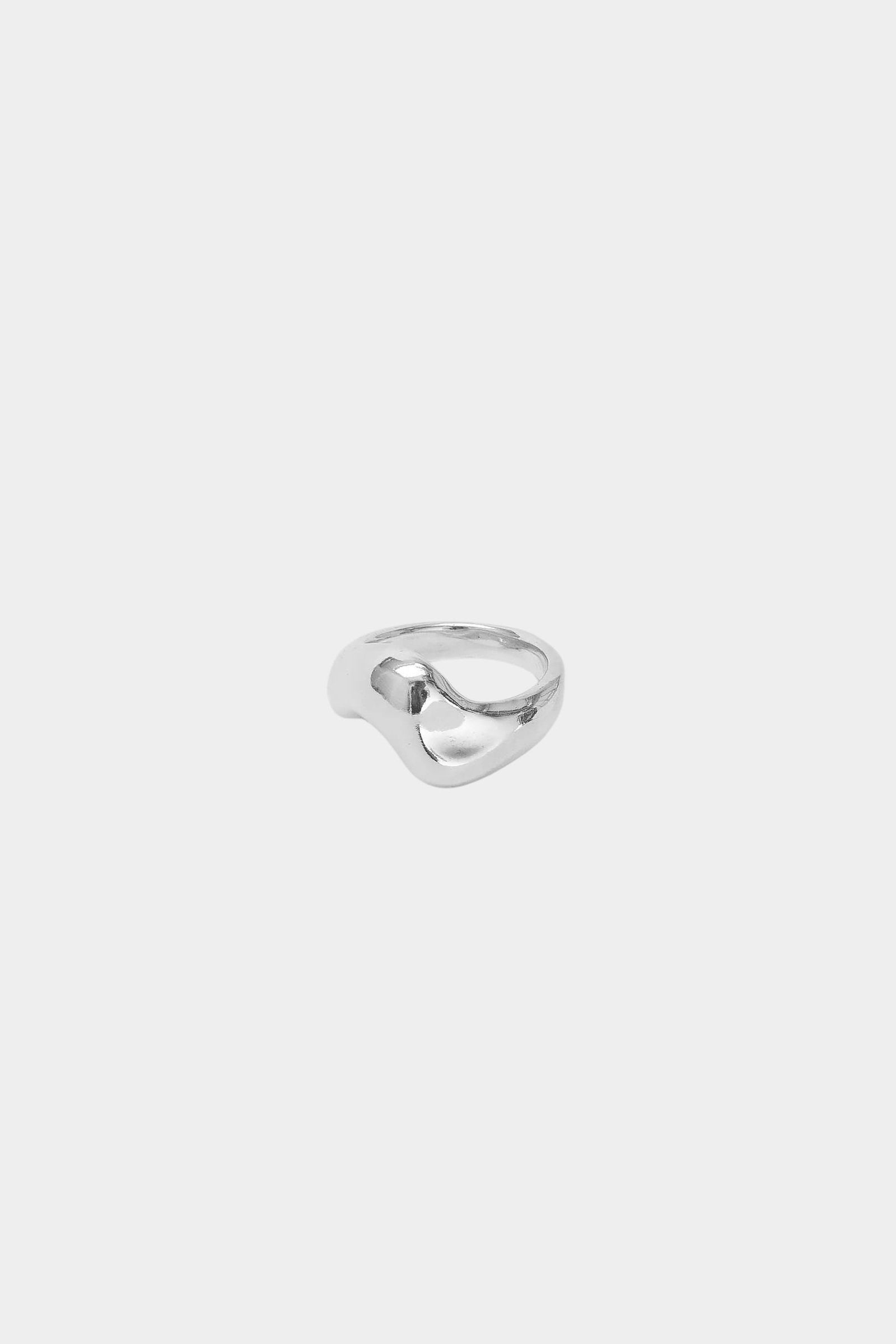 Bean Ring Sterling Silver Wolf Circus polished dome ring flat lay