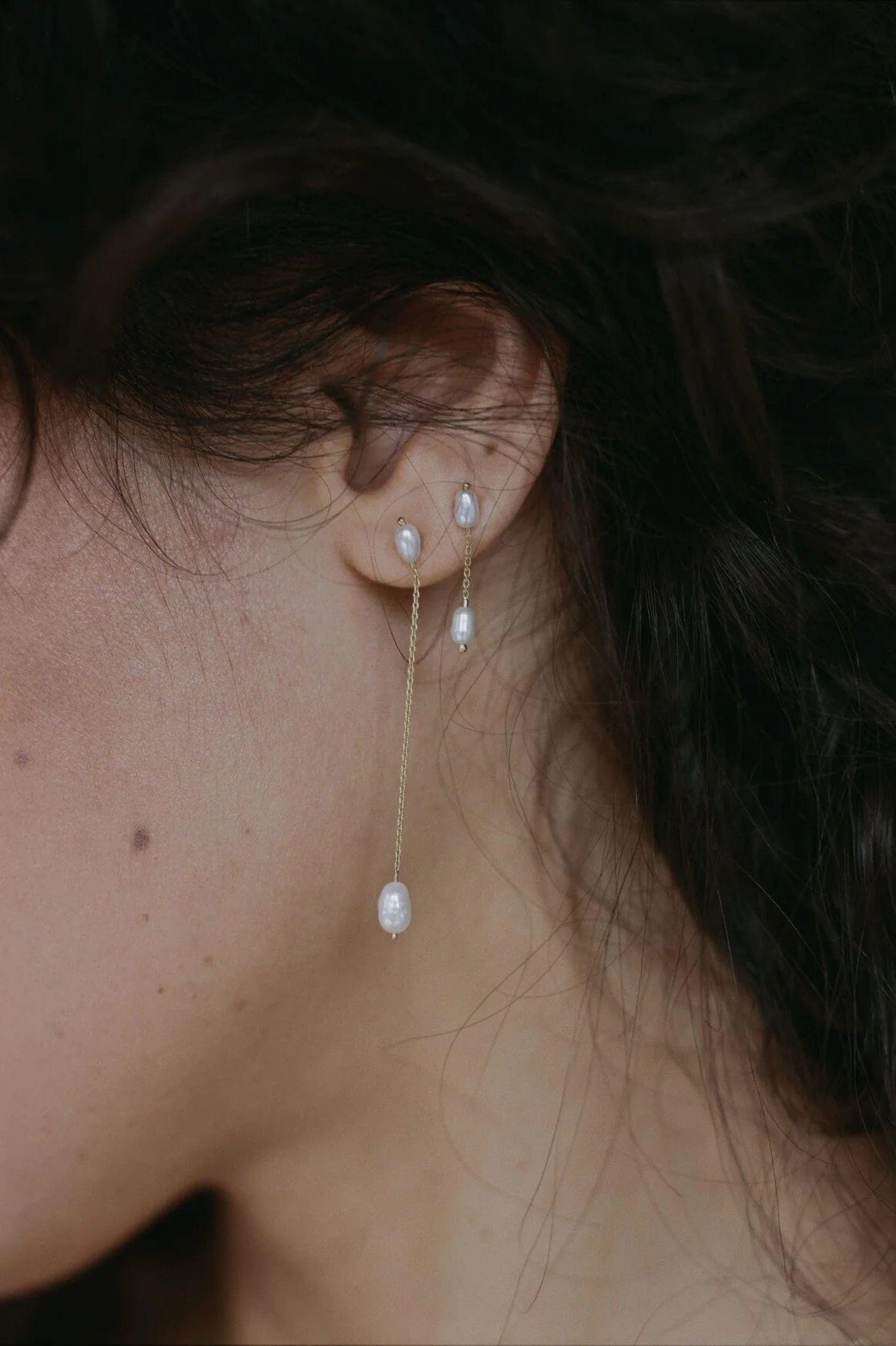 Wwake- Long Pearl Shower Earring - Earrings - YUCCA, artistic jewelry for women, boutique near me, unique jewelry denver.