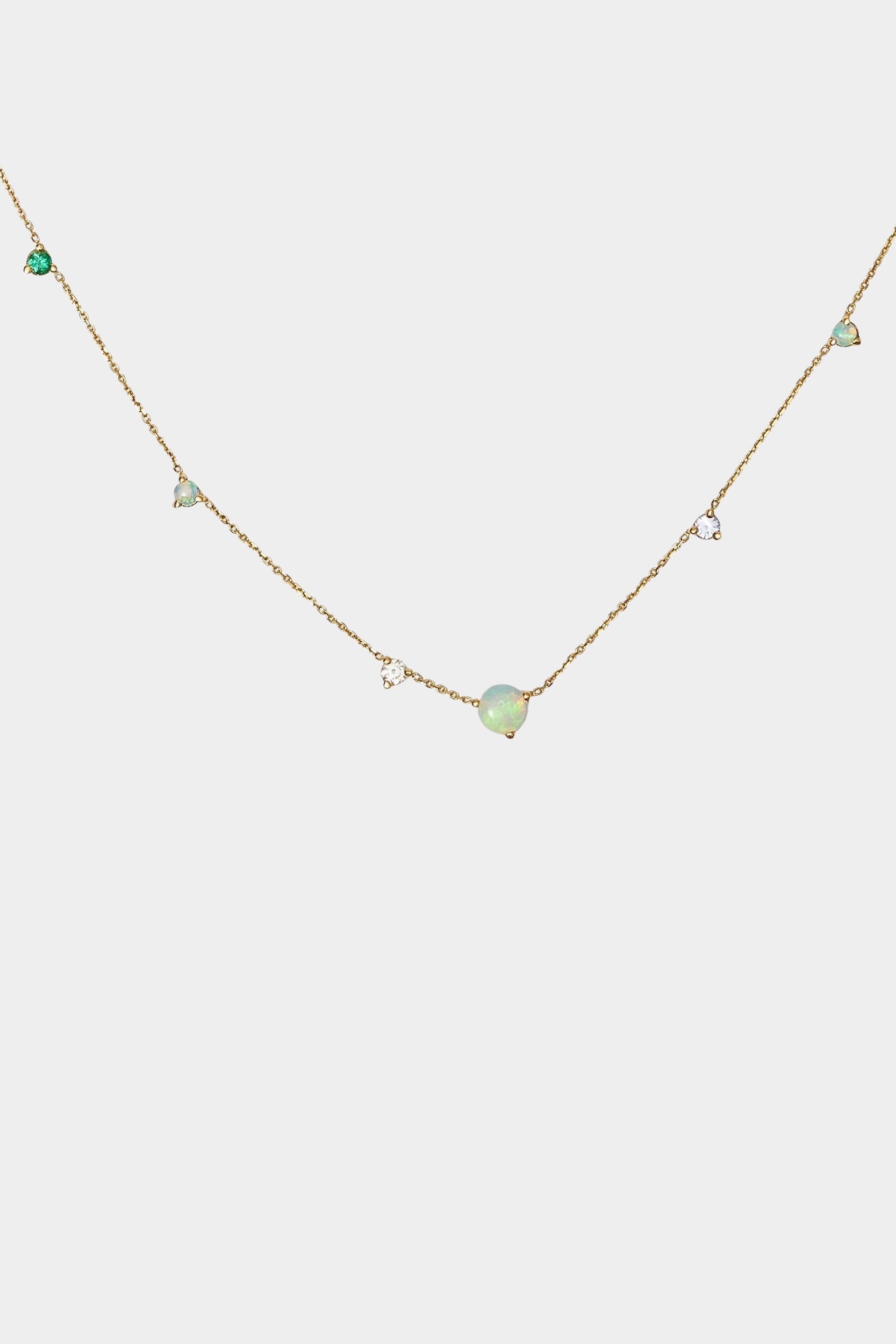WWAKE opal and diamond necklace layered with gold jewelry at SHOP YUCCA Denver